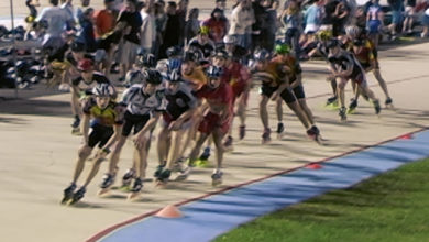 Photo of Joey Mantia Wins Inline Speed Skating Velodrome Race After Bad Crash and Restart